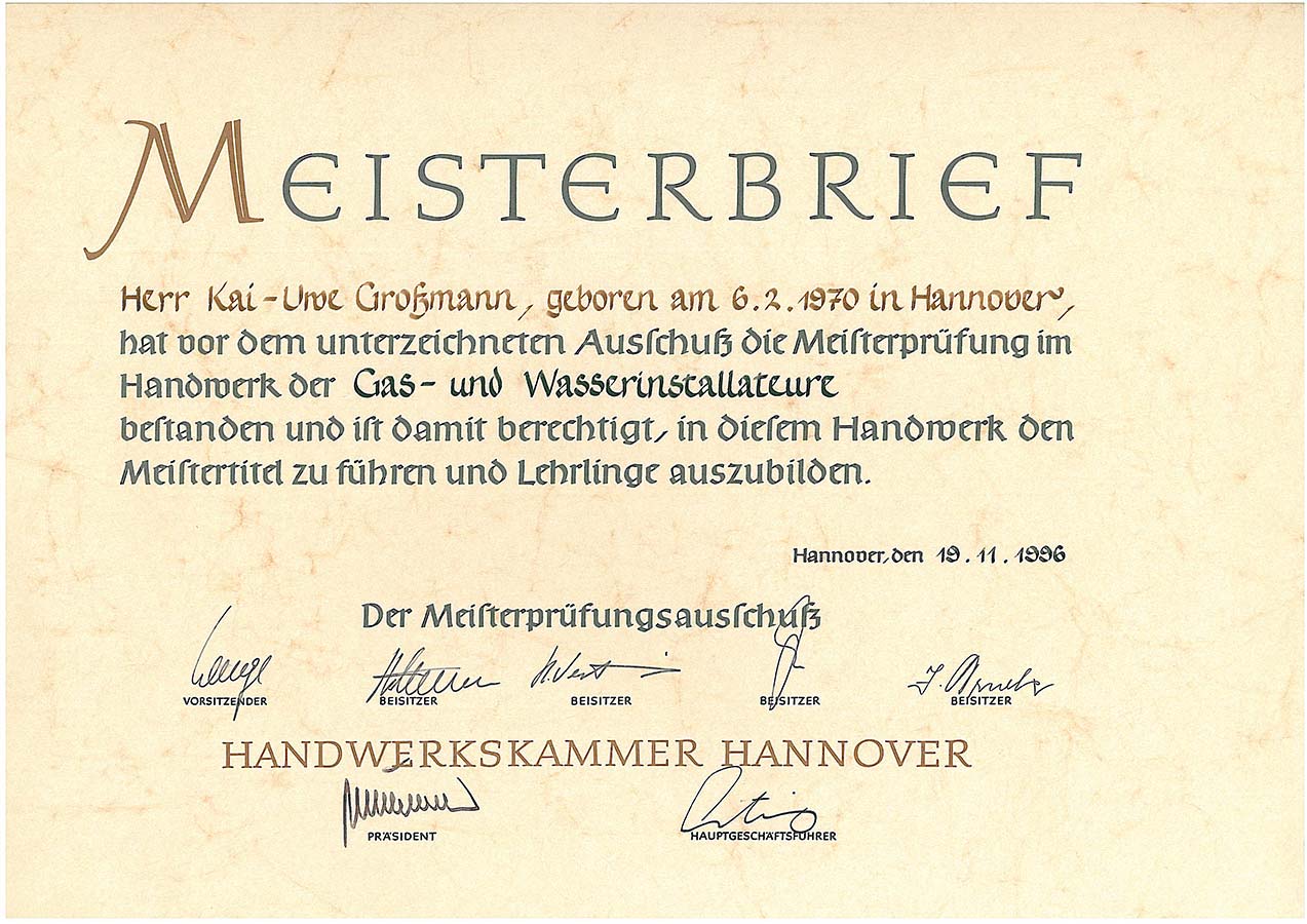 Meisterbrief GWH